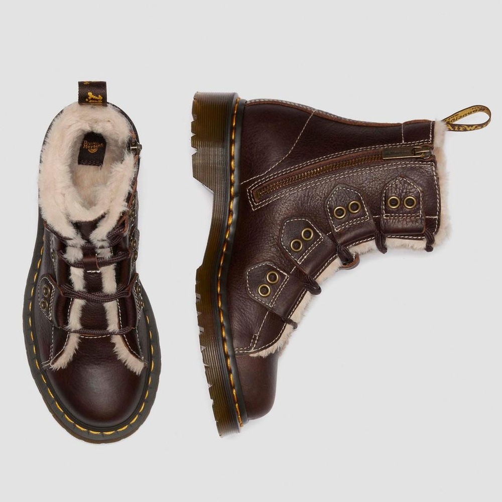 Dr. Martens 1460 Faux Fur Lined Lace-to-toe Leather Boots